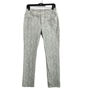 Lee Slender Secret Denim Jeans Womens Size 6 Snake Animal Print Slim Gray White